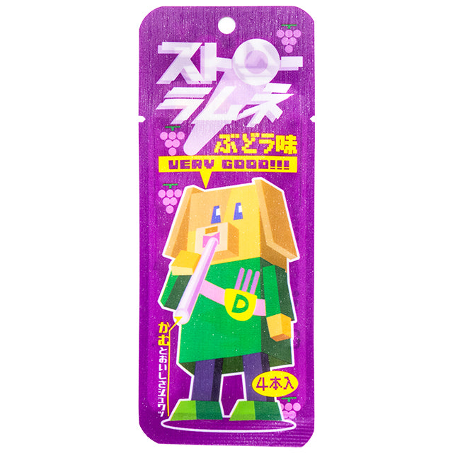 ストローラムネぶどう味　24入り